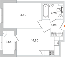1 ккв № 177 Корп.: 3.2 , Секция 9  в ЖК Дубровский