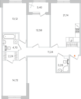 4 ккв (Евро) № 128 Корп.: 3.2 , Секция 7  в ЖК Дубровский
