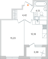 1 ккв № 10 Корп.: 2.3 , Секция 1  в ЖК Дубровский