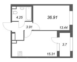 2 ккв (Евро) № 183 Корп.: 2.1 , Секция 7  в ЖК Дубровский