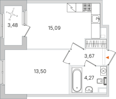 2 ккв (Евро) № 31 Корп.: 2.2 , Секция 2  в ЖК Дубровский