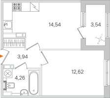 1 ккв № 232 Корп.: 3.2 , Секция 11  в ЖК Дубровский