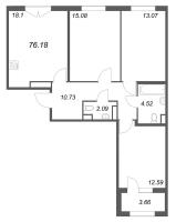 4 ккв (Евро) № 234 Корп.: 2.2 , Секция 10  в ЖК Дубровский
