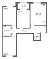4 ккв (Евро) № 126 Корп.: 2.2 , Секция 6  в ЖК Дубровский