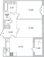 2 ккв № 173 Корп.: 2.2 , Секция 7  в ЖК Дубровский