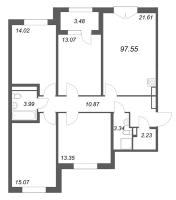 5 ккв (Евро) № 108 Корп.: 2.1 , Секция 5  в ЖК Дубровский