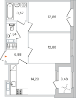 2 ккв № 66 Корп.: 2.2 , Секция 3  в ЖК Дубровский