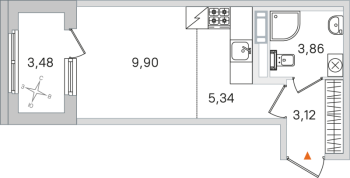 Студия № 165 Корп.: 2.2 , Секция 7  в ЖК Дубровский
