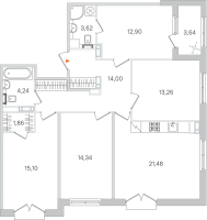 5 ккв (Евро) № 241 Корп.: 3.2 , Секция 11  в ЖК Дубровский