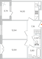 2 ккв № 209 Корп.: 3.2 , Секция 10  в ЖК Дубровский