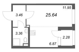 Студия № 35 Корп.: 2.2 , Секция 2  в ЖК Дубровский