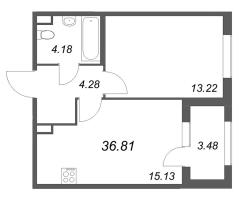2 ккв (Евро) № 128 Корп.: 2.2 , Секция 6  в ЖК Дубровский