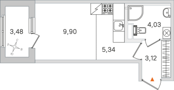 Студия № 158 Корп.: 2.2 , Секция 7  в ЖК Дубровский