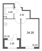 1 ккв № 213 Корп.: 2.2 , Секция 9  в ЖК Дубровский