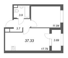 2 ккв (Евро) № 127 Корп.: 2.4 , Секция 6  в ЖК Дубровский