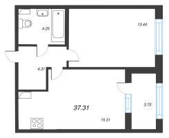 2 ккв (Евро) № 163 Корп.: 2.3 , Секция 7  в ЖК Дубровский