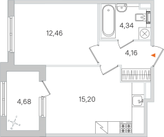 2 ккв (Евро) № 31 Корп.: 3.2 , Секция 2  в ЖК Дубровский