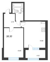 1 ккв № 2 Корп.: 1.3 , Секция 1  в ЖК Дубровский