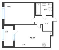 2 ккв (Евро) № 31 Корп.: 2.3 , Секция 2  в ЖК Дубровский