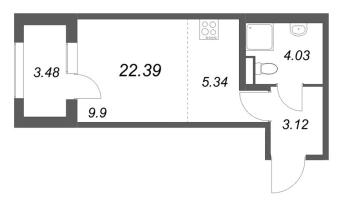 Студия № 60 Корп.: 2.2 , Секция 3  в ЖК Дубровский