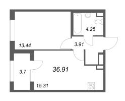 2 ккв (Евро) № 12 Корп.: 2.4 , Секция 1  в ЖК Дубровский