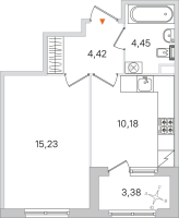 1 ккв № 3 Корп.: 2.2 , Секция 1  в ЖК Дубровский