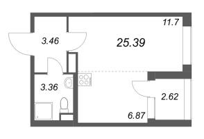 Студия № 198 Корп.: 2.4 , Секция 8  в ЖК Дубровский