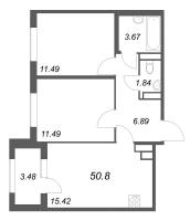 3 ккв (Евро) № 163 Корп.: 2.2 , Секция 7  в ЖК Дубровский