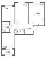 4 ккв (Евро) № 116 Корп.: 2.2 , Секция 5  в ЖК Дубровский
