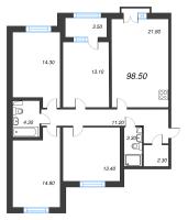 5 ккв (Евро) № 102 Корп.: 1.3 , Секция 5  в ЖК Дубровский