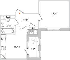 1 ккв № 87 Корп.: 2.2 , Секция 4  в ЖК Дубровский