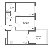 2 ккв № 61 Корп.: 2.2 , Секция 3  в ЖК Дубровский