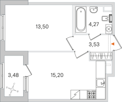 2 ккв (Евро) № 59 Корп.: 2.2 , Секция 3  в ЖК Дубровский