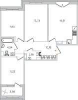 4 ккв (Евро) № 116 Корп.: 2.2 , Секция 5  в ЖК Дубровский