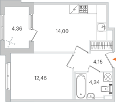 1 ккв № 32 Корп.: 3.2 , Секция 2  в ЖК Дубровский