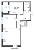 3 ккв (Евро) № 11 Корп.: 2.3 , Секция 1  в ЖК Дубровский