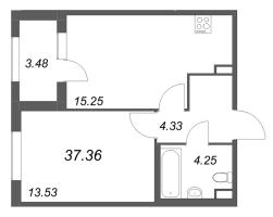 2 ккв (Евро) № 6 Корп.: 2.2 , Секция 1  в ЖК Дубровский