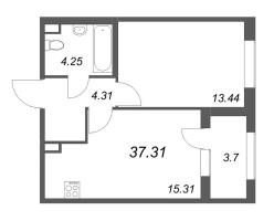 2 ккв (Евро) № 208 Корп.: 2.4 , Секция 9  в ЖК Дубровский