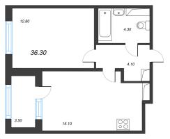 2 ккв (Евро) № 142 Корп.: 1.2 , Секция 6  в ЖК Дубровский