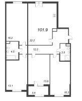 5 ккв (Евро) № 107 Корп.: 1.1 , Секция 5  в ЖК Дубровский