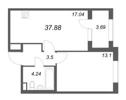 2 ккв (Евро) № 183 Корп.: 2.4 , Секция 8  в ЖК Дубровский