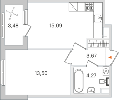 2 ккв (Евро) № 183 Корп.: 2.2 , Секция 8  в ЖК Дубровский