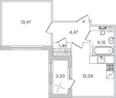1 ккв № 125 Корп.: 2.2 , Секция 6  в ЖК Дубровский