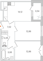 2 ккв № 72 Корп.: 3.2 , Секция 4  в ЖК Дубровский
