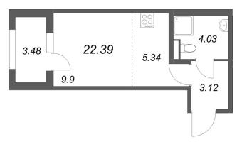 Студия № 158 Корп.: 2.2 , Секция 7  в ЖК Дубровский
