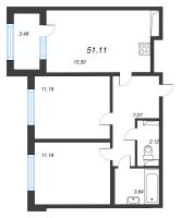 3 ккв (Евро) № 41 Корп.: 2.3 , Секция 2  в ЖК Дубровский