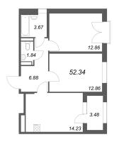 2 ккв № 163 Корп.: 2.4 , Секция 7  в ЖК Дубровский