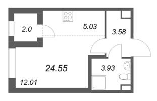 Студия № 59 Корп.: 2.1 , Секция 3  в ЖК Дубровский