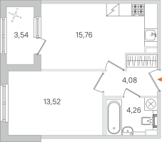2 ккв (Евро) № 6 Корп.: 3.2 , Секция 1  в ЖК Дубровский