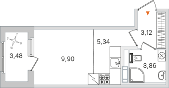 Студия № 196 Корп.: 2.2 , Секция 8  в ЖК Дубровский